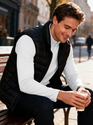 TACVASEN White Men's Quarter Zip Pullover Long Sleeve
