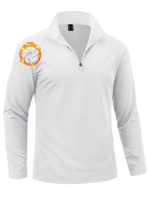 TACVASEN White Men's Quarter Zip Pullover Long Sleeve