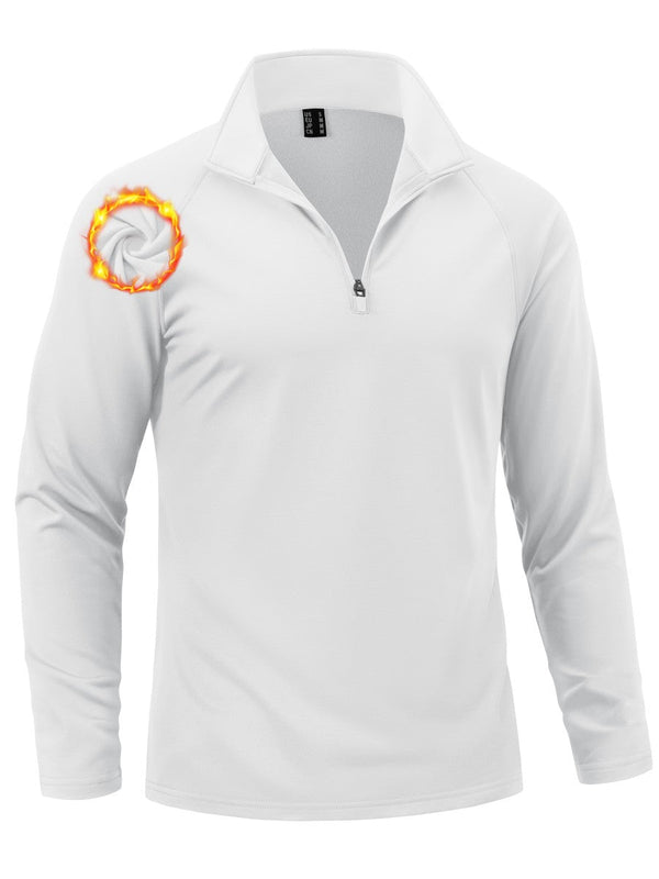 TACVASEN White Men's Quarter Zip Pullover Long Sleeve