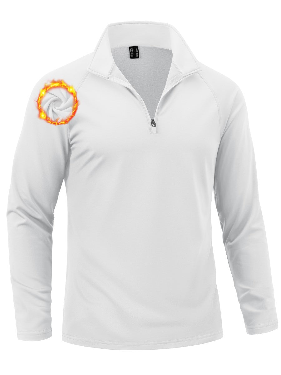 TACVASEN White Men's Quarter Zip Pullover Long Sleeve