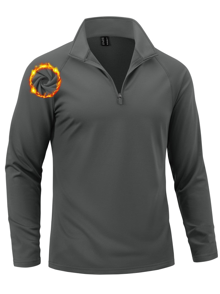 TACVASEN Dark Grey Men's Quarter Zip Pullover Long Sleeve
