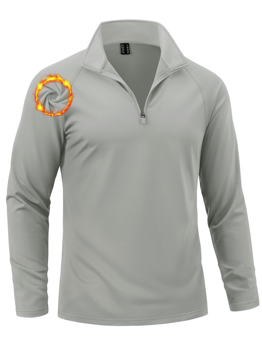 TACVASEN Light Grey Men's Quarter Zip Pullover Long Sleeve