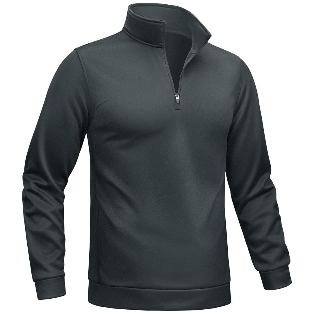 TACVASEN Dark Grey Men's Quarter Zip Pullover Sweatshirts Lightweight Fleece Lined