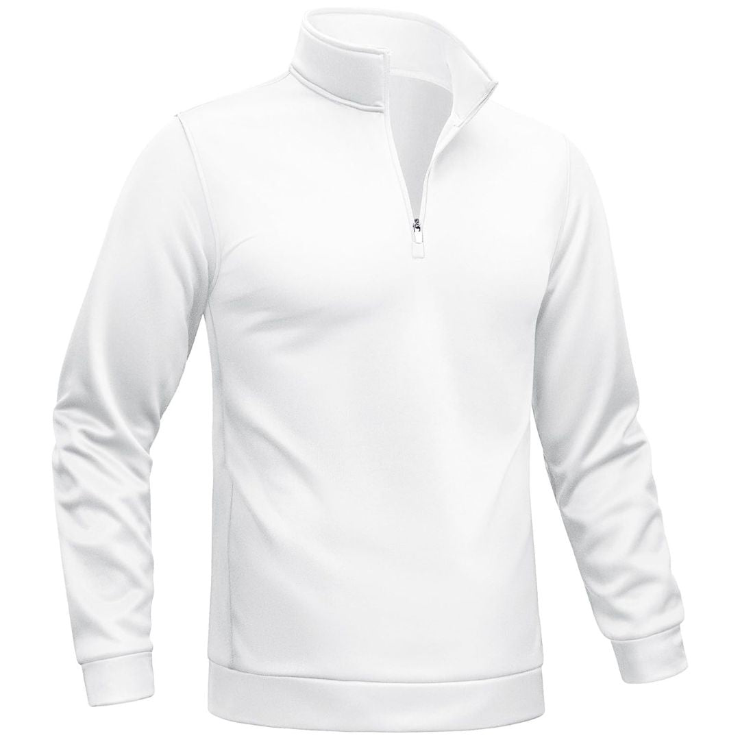 TACVASEN White Men's Quarter Zip Pullover Sweatshirts Lightweight Fleece Lined