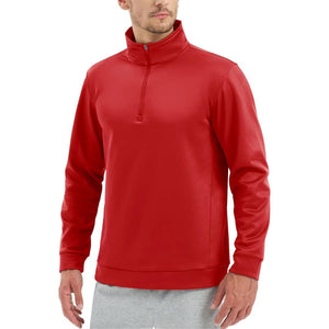 TACVASEN Red Men's Quarter Zip Pullover Sweatshirts Lightweight Fleece Lined