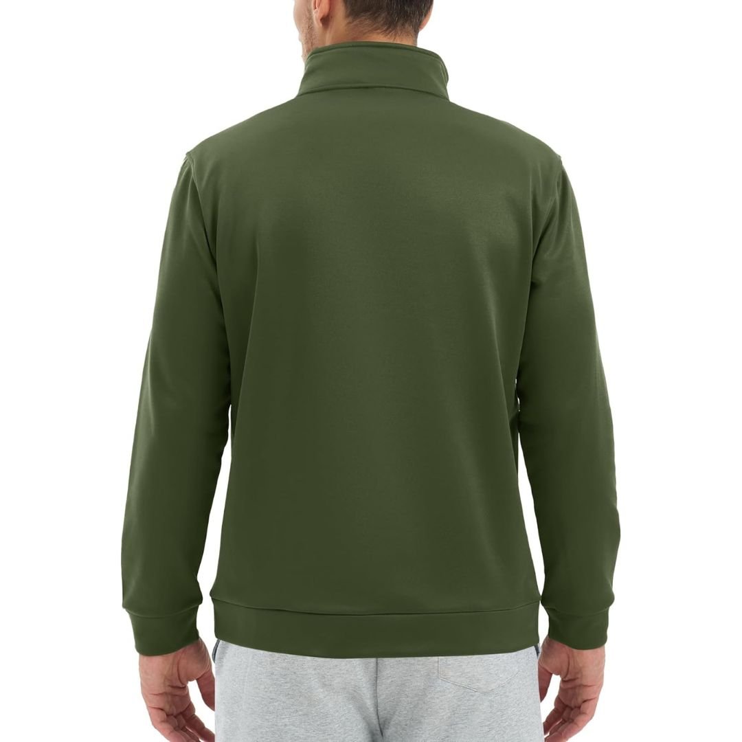 TACVASEN Army Green Men's Quarter Zip Pullover Sweatshirts Lightweight Fleece Lined