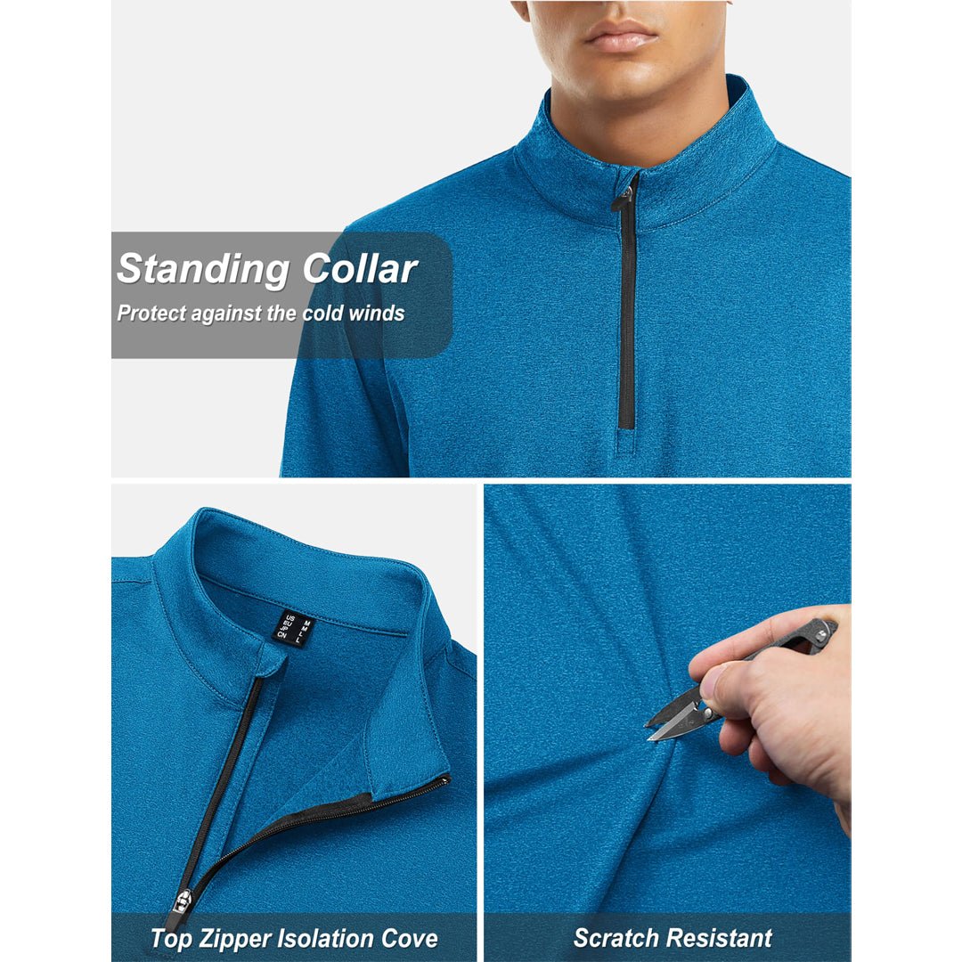 TACVASEN Navy Men's Quarter Zip Thermal Fleece Lined Pullover Sweatshirt