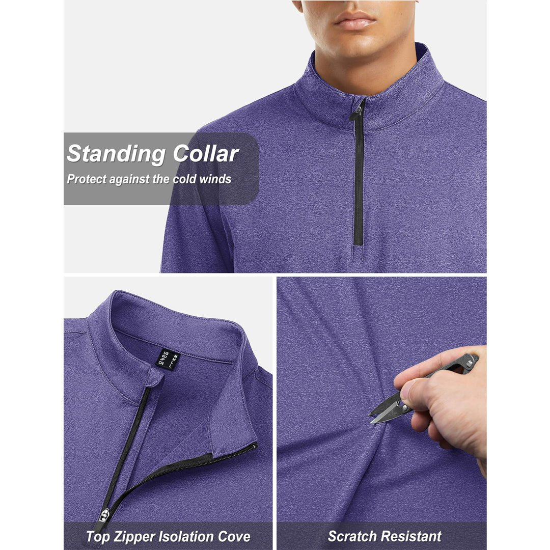 TACVASEN Navy Men's Quarter Zip Thermal Fleece Lined Pullover Sweatshirt