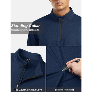 TACVASEN Navy Men's Quarter Zip Thermal Fleece Lined Pullover Sweatshirt