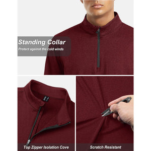 TACVASEN Navy Men's Quarter Zip Thermal Fleece Lined Pullover Sweatshirt