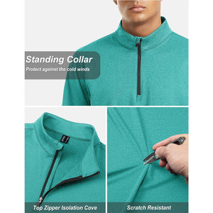TACVASEN Navy Men's Quarter Zip Thermal Fleece Lined Pullover Sweatshirt