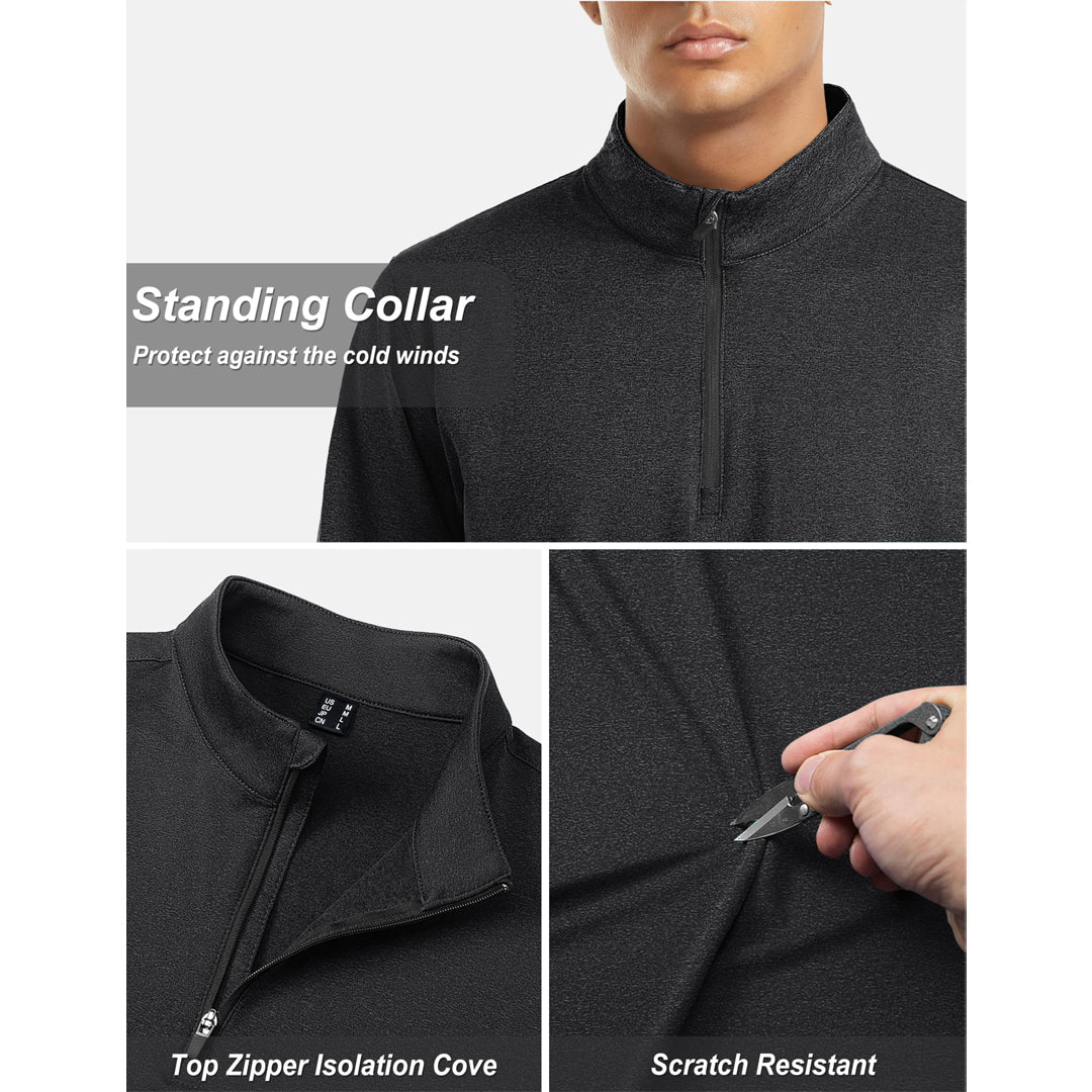 TACVASEN Navy Men's Quarter Zip Thermal Fleece Lined Pullover Sweatshirt