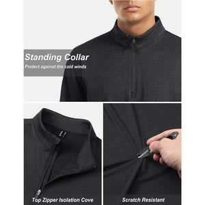 TACVASEN Navy Men's Quarter Zip Thermal Fleece Lined Pullover Sweatshirt