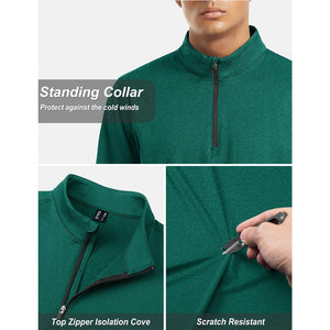 TACVASEN Navy Men's Quarter Zip Thermal Fleece Lined Pullover Sweatshirt