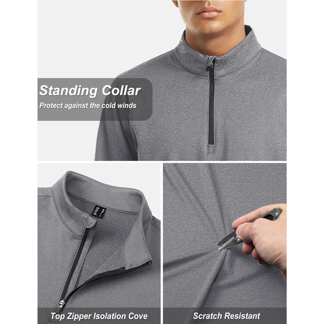 TACVASEN Navy Men's Quarter Zip Thermal Fleece Lined Pullover Sweatshirt