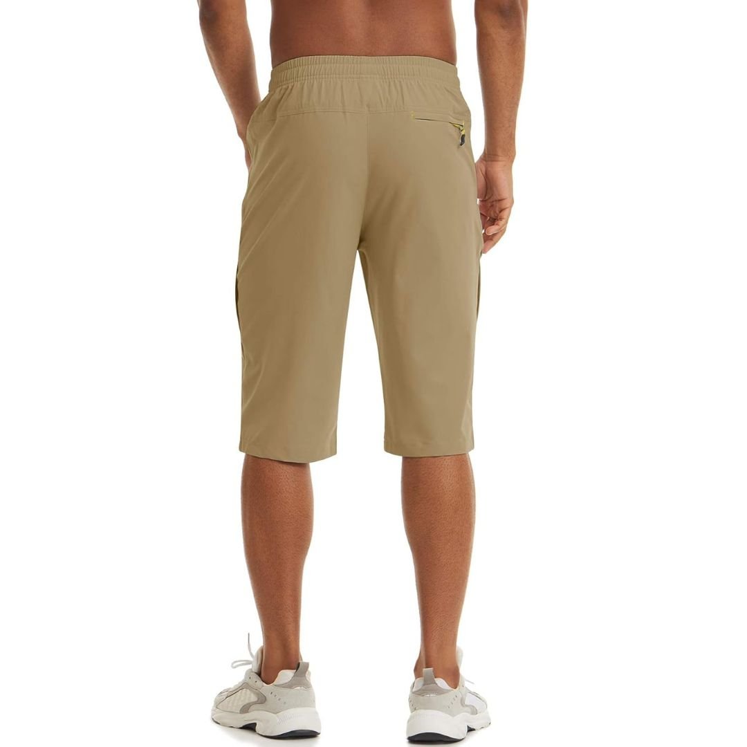 TACVASEN Khaki Men's Capri Shorts Quick Dry Below Knee for Hiking