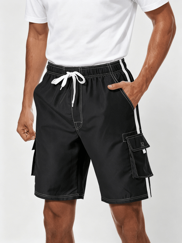 TACVASEN Black Men's Quick Dry Bathing Trunks Beach Shorts