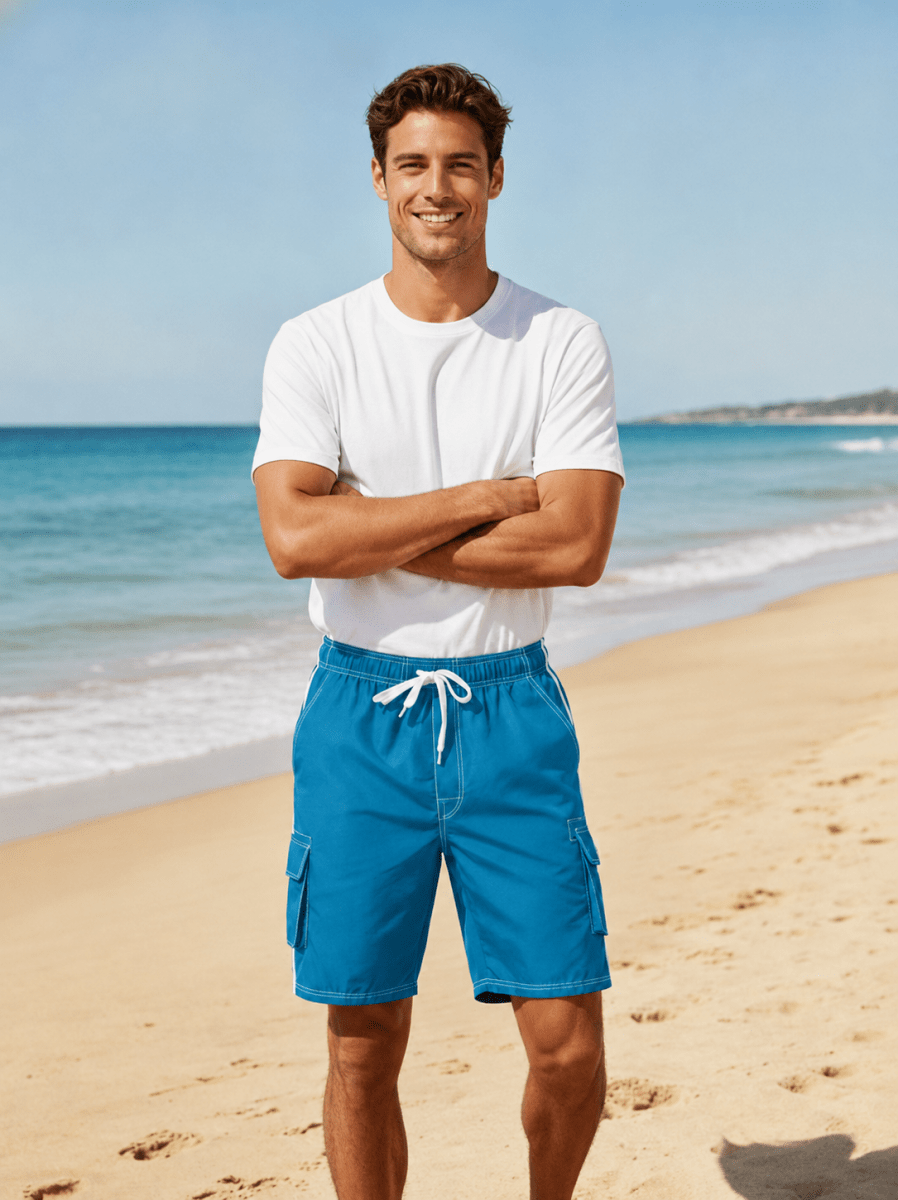 TACVASEN Black Men's Quick Dry Bathing Trunks Beach Shorts