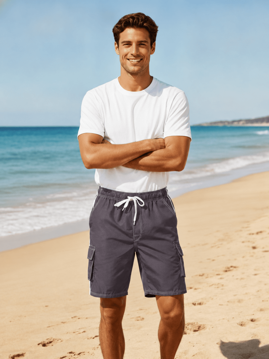 TACVASEN Black Men's Quick Dry Bathing Trunks Beach Shorts