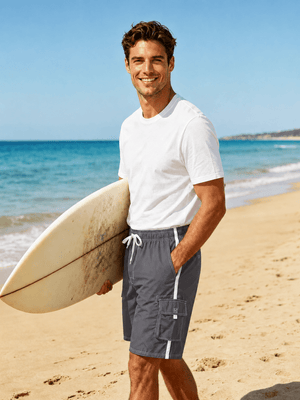 TACVASEN Black Men's Quick Dry Bathing Trunks Beach Shorts