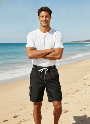 TACVASEN Black Men's Quick Dry Bathing Trunks Beach Shorts