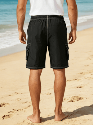 TACVASEN Black Men's Quick Dry Bathing Trunks Beach Shorts