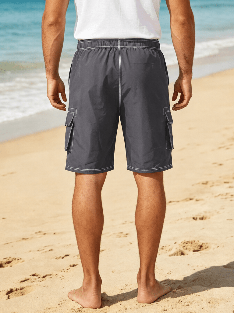 TACVASEN Black Men's Quick Dry Bathing Trunks Beach Shorts