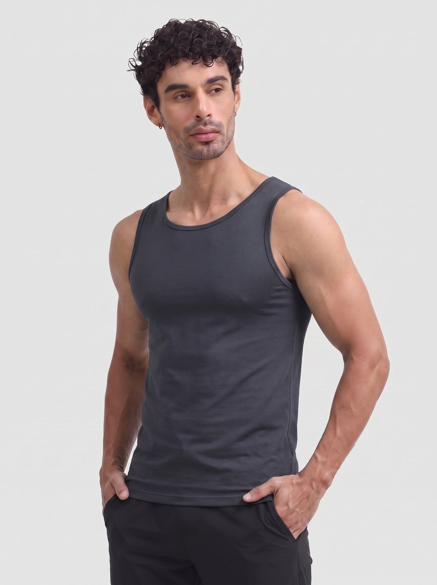 TACVASEN Dark Grey Men's Quick Dry Compression Tank Top