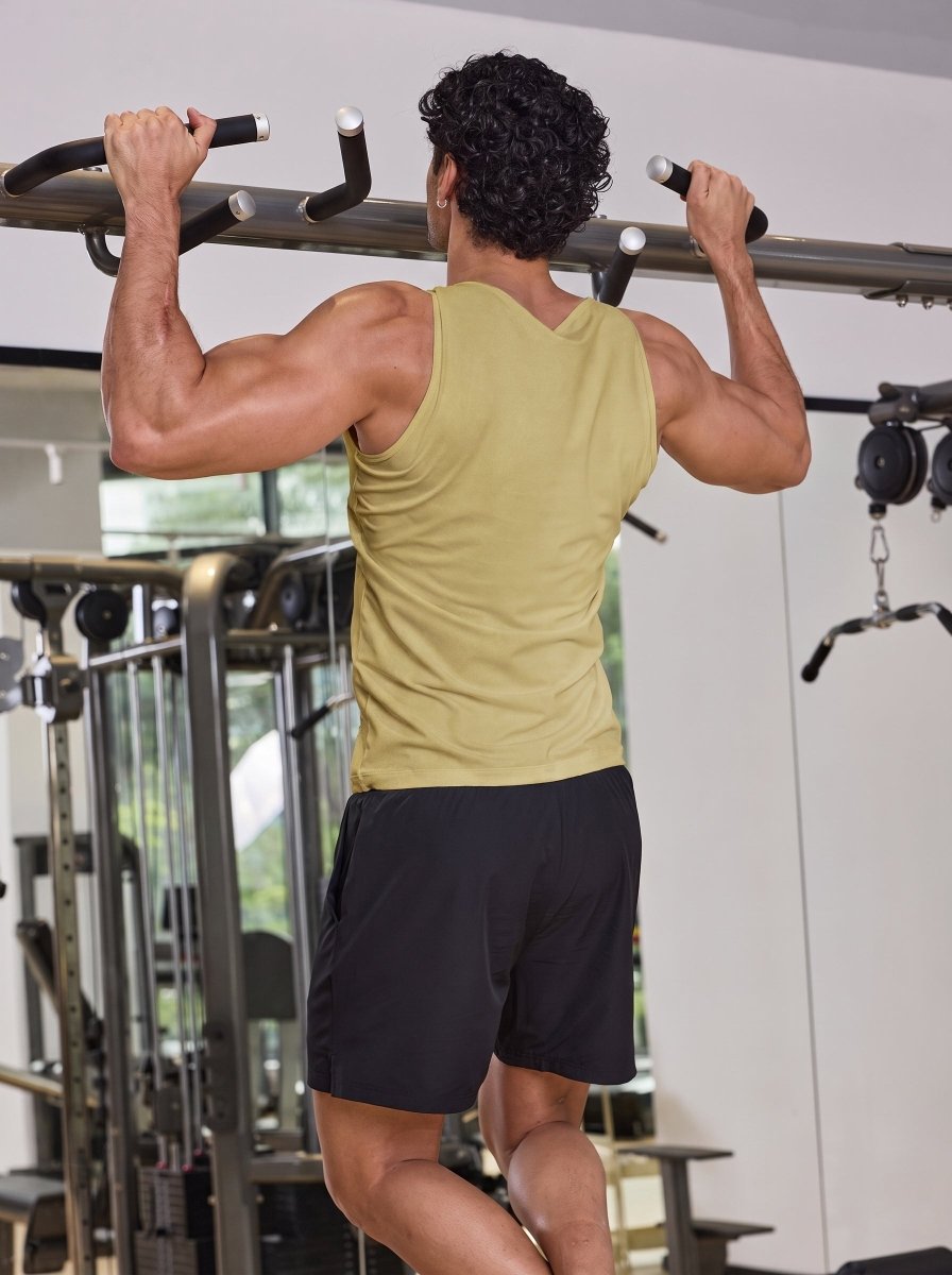 TACVASEN Beige Men's Quick Dry Compression Tank Top