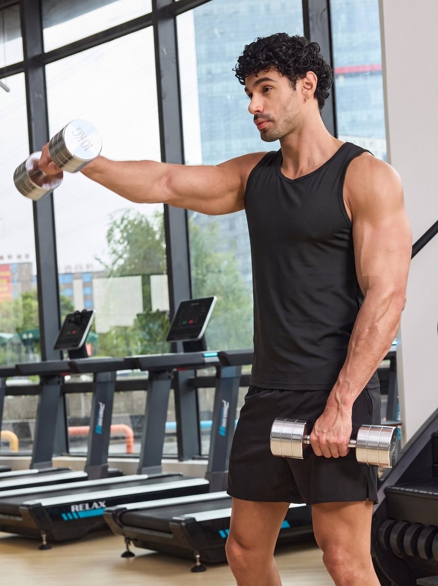 TACVASEN Black Men's Quick Dry Compression Tank Top