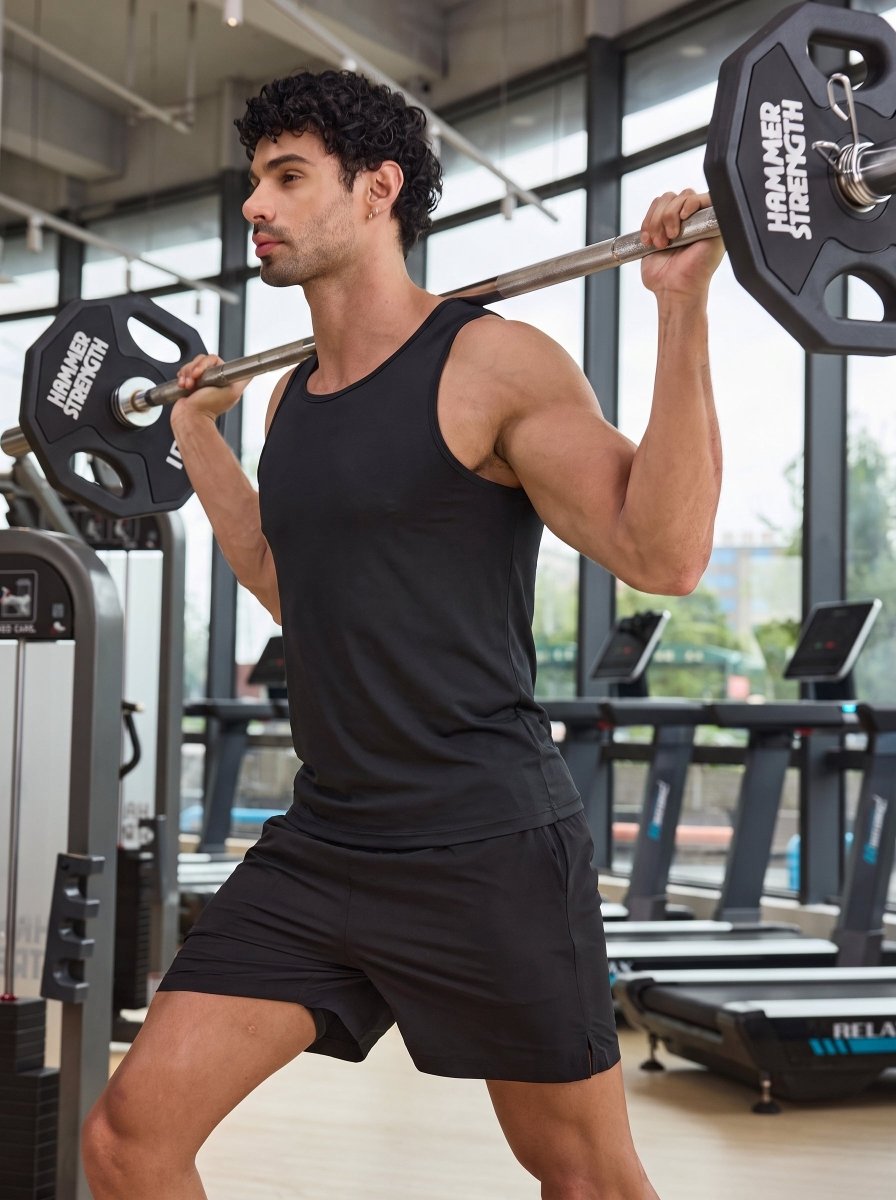 TACVASEN Black Men's Quick Dry Compression Tank Top