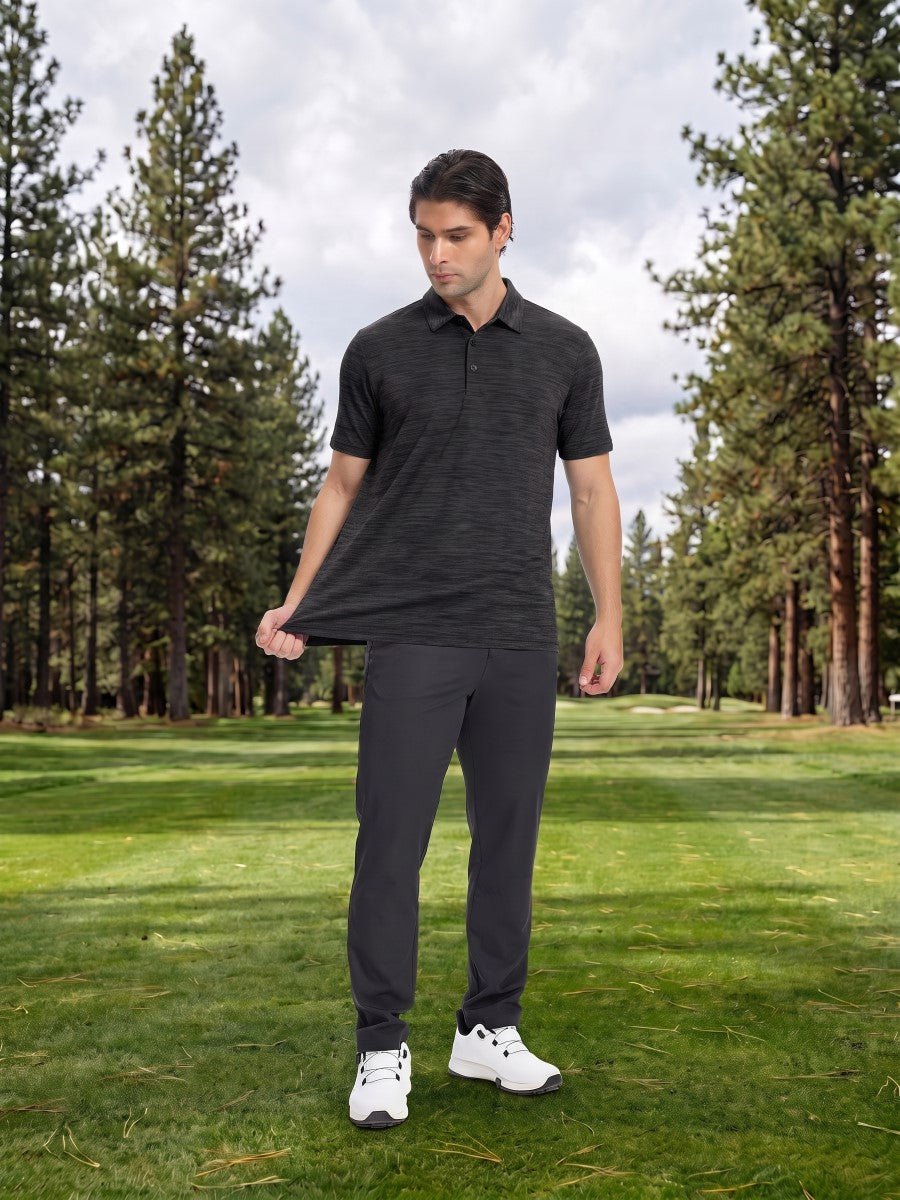 TACVASEN Black Men's Quick Dry Golf Shirt Moisture Wicking Collared Polo
