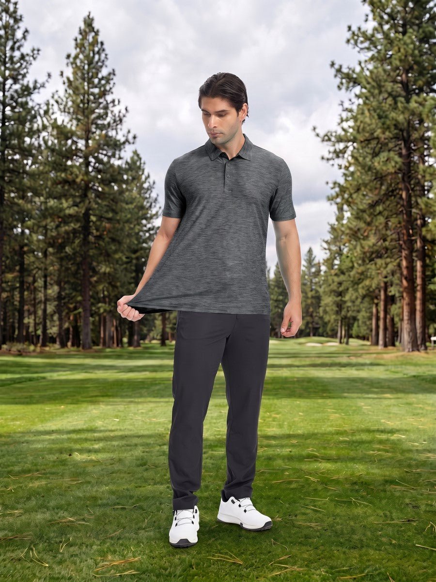 TACVASEN Dark Grey Men's Quick Dry Golf Shirt Moisture Wicking Collared Polo