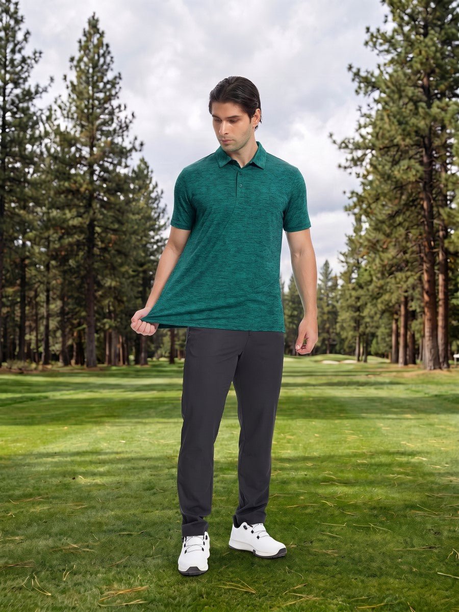 TACVASEN Bermuda Green Men's Quick Dry Golf Shirt Moisture Wicking Collared Polo