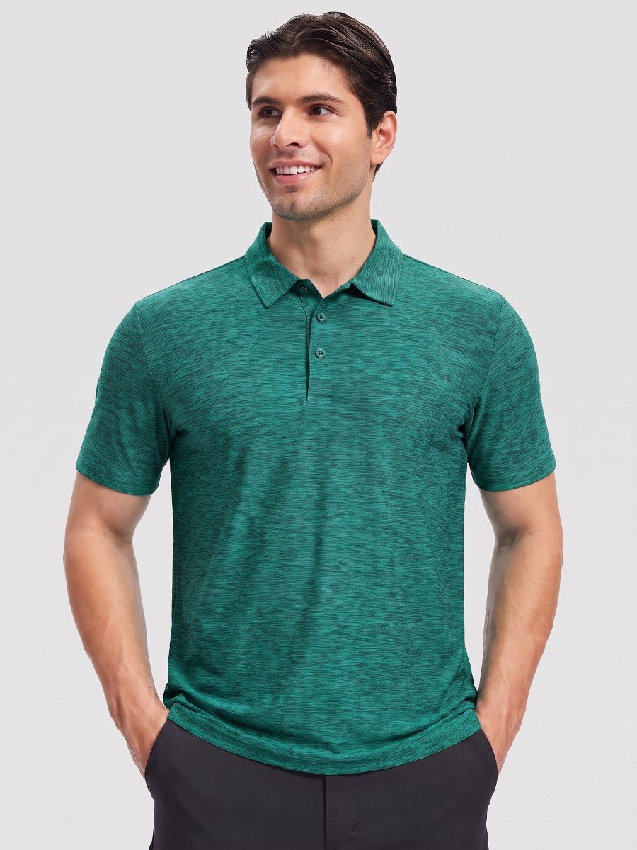 TACVASEN Bermuda Green Men's Quick Dry Golf Shirt Moisture Wicking Collared Polo