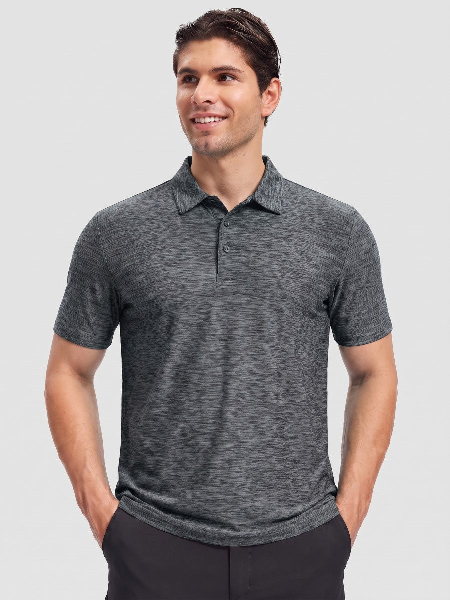TACVASEN Dark Grey Men's Quick Dry Golf Shirt Moisture Wicking Collared Polo