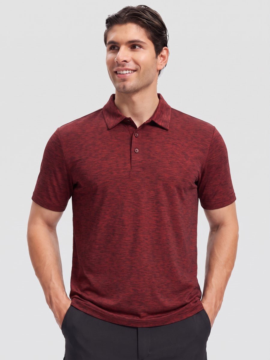 TACVASEN Orange Red Men's Quick Dry Golf Shirt Moisture Wicking Collared Polo
