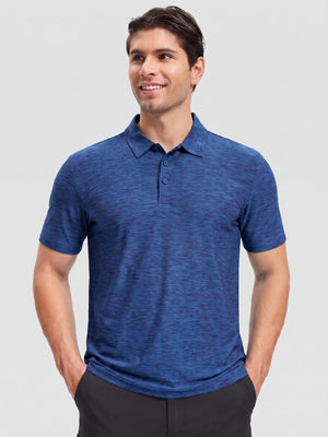 TACVASEN Sea Blue Men's Quick Dry Golf Shirt Moisture Wicking Collared Polo