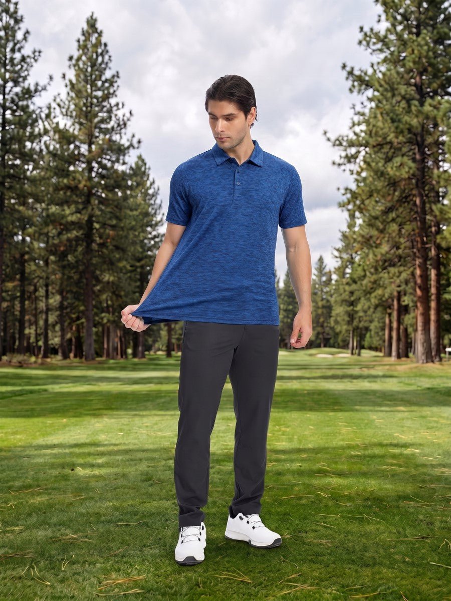 TACVASEN Sea Blue Men's Quick Dry Golf Shirt Moisture Wicking Collared Polo