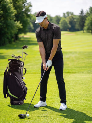 TACVASEN Black Men's Quick Dry Golf Shirt Moisture Wicking Collared Polo