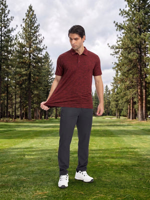 TACVASEN Orange Red Men's Quick Dry Golf Shirt Moisture Wicking Collared Polo