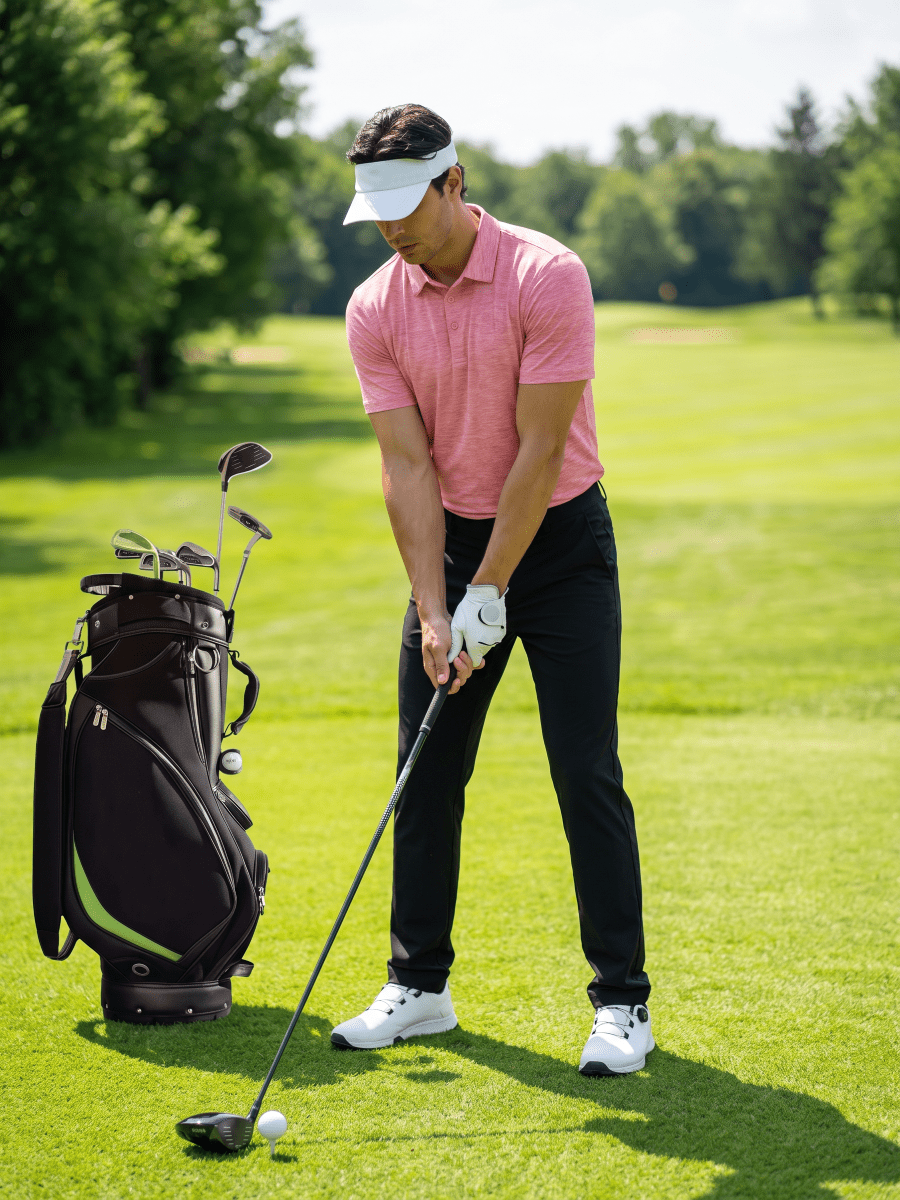 TACVASEN Pink Men's Quick Dry Golf Shirt Moisture Wicking Collared Polo
