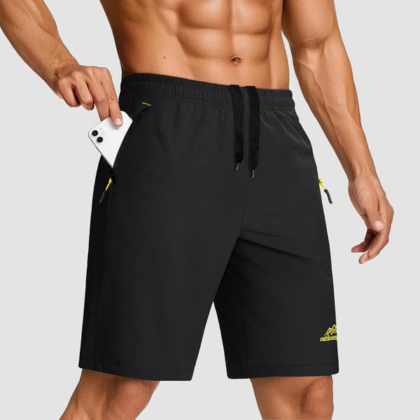 TACVASEN Black Men's Quick Dry Lightweight Water Resistant Running Shorts