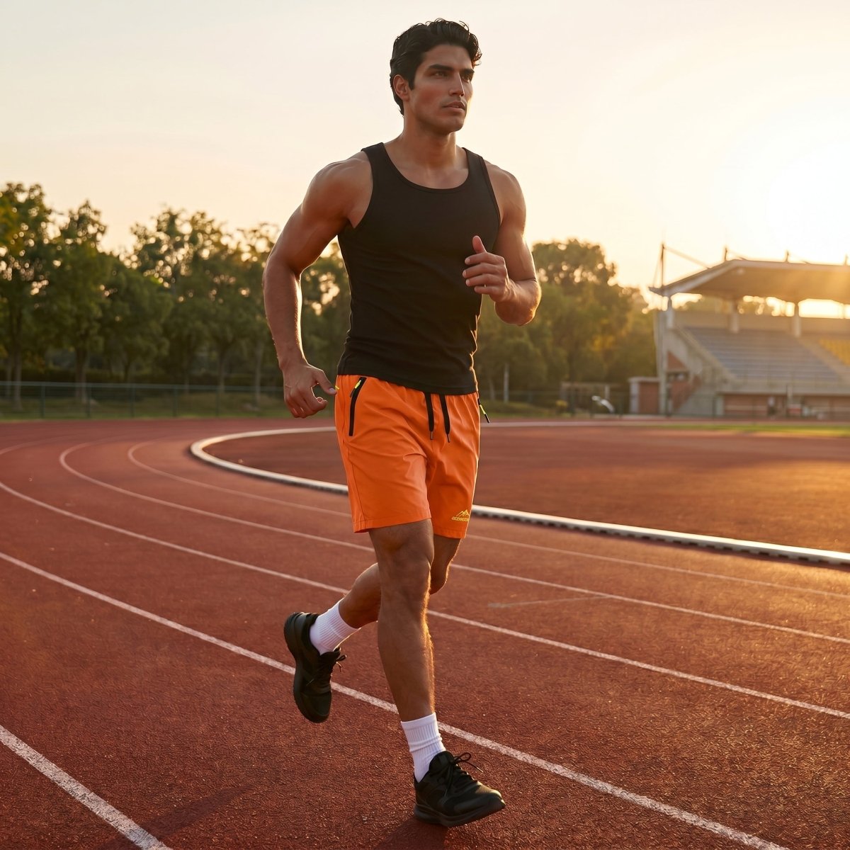 TACVASEN Orange Men's Quick Dry Lightweight Water Resistant Running Shorts
