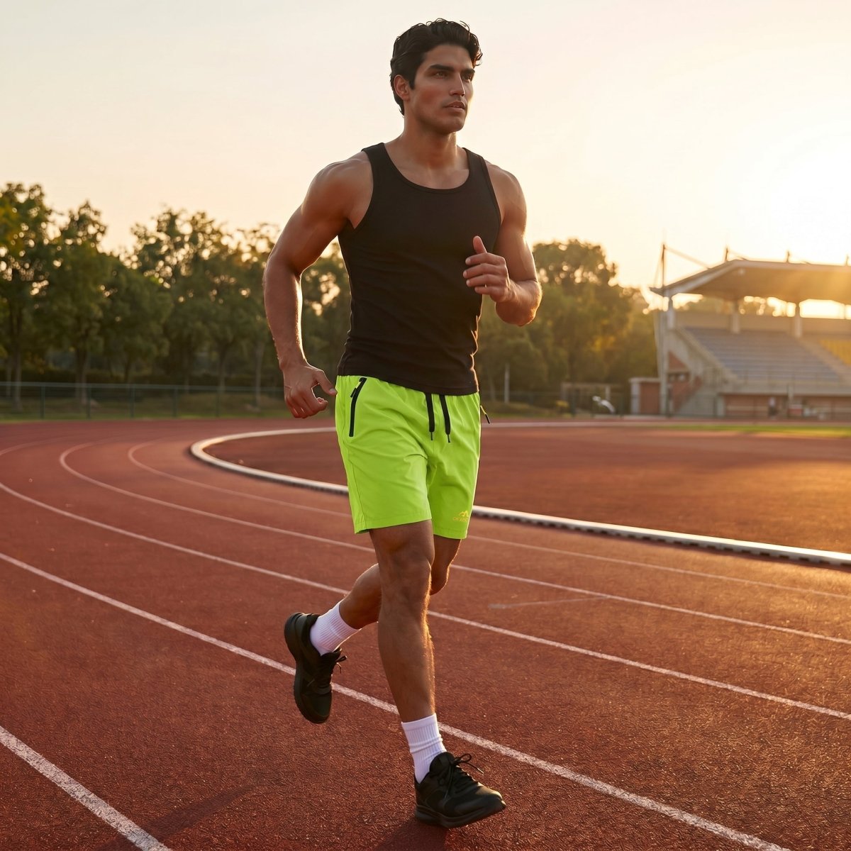 TACVASEN Yellow Green Men's Quick Dry Lightweight Water Resistant Running Shorts