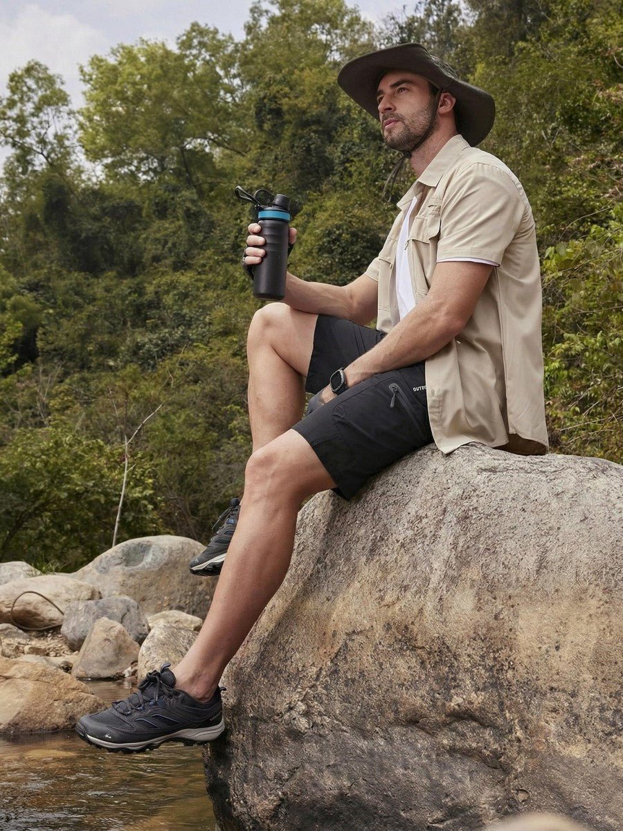 TACVASEN Black Mens Quick-dry Outdoor Cargo Shorts