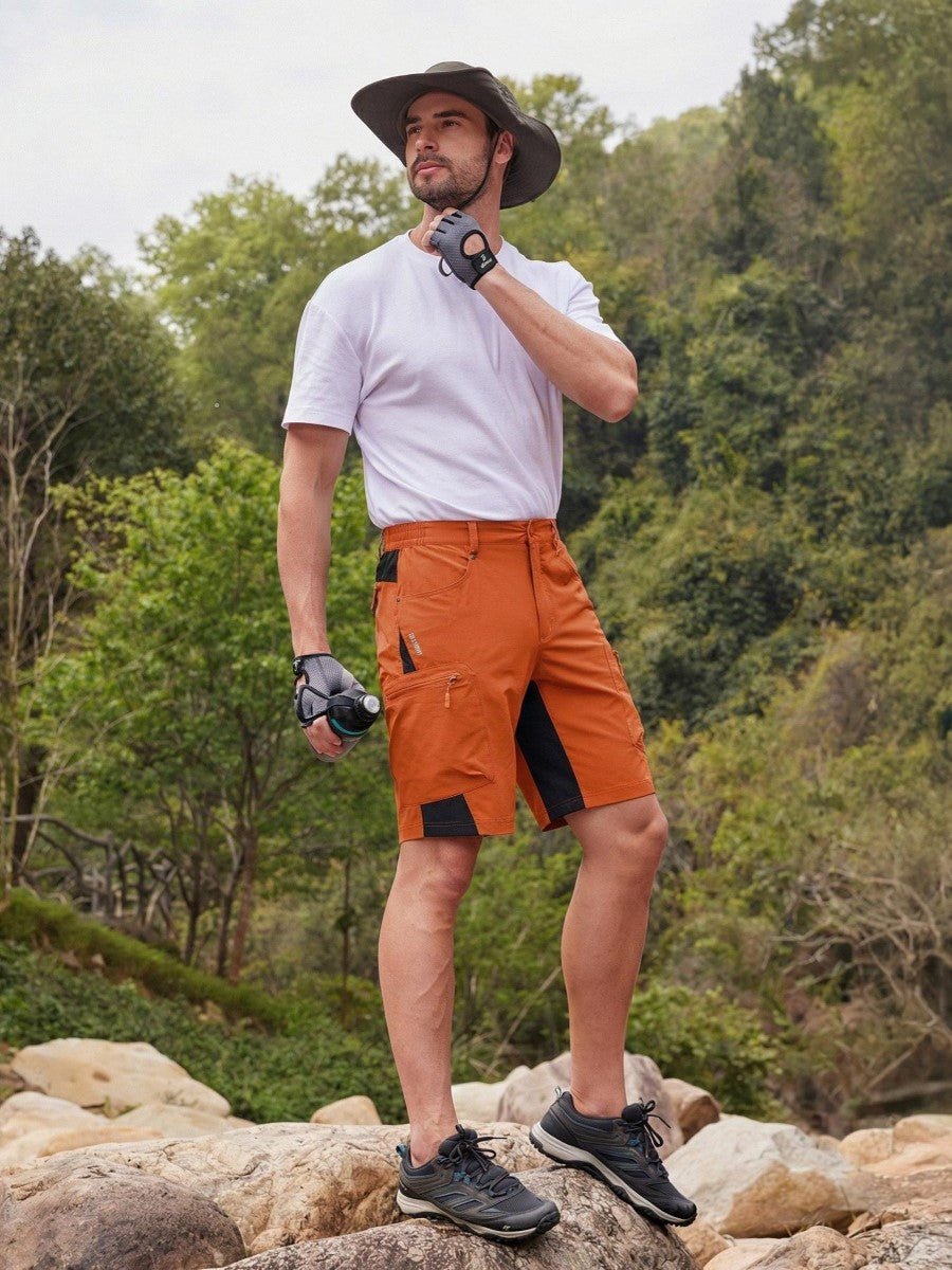 TACVASEN Orange Mens Quick-dry Outdoor Cargo Shorts