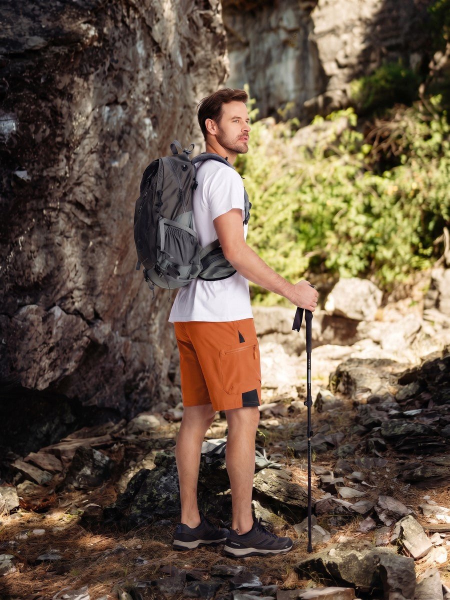 TACVASEN Orange Mens Quick-dry Outdoor Cargo Shorts