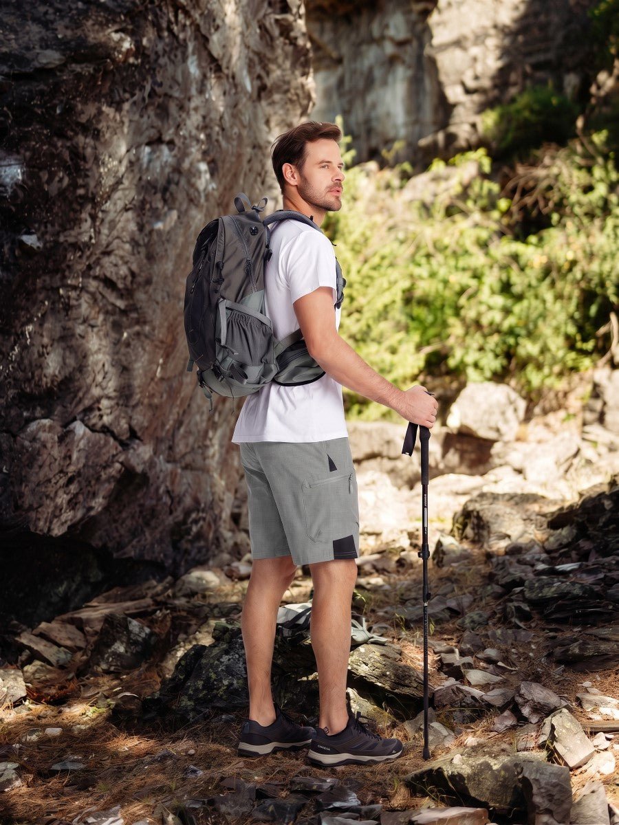 TACVASEN Light Grey Mens Quick-dry Outdoor Cargo Shorts
