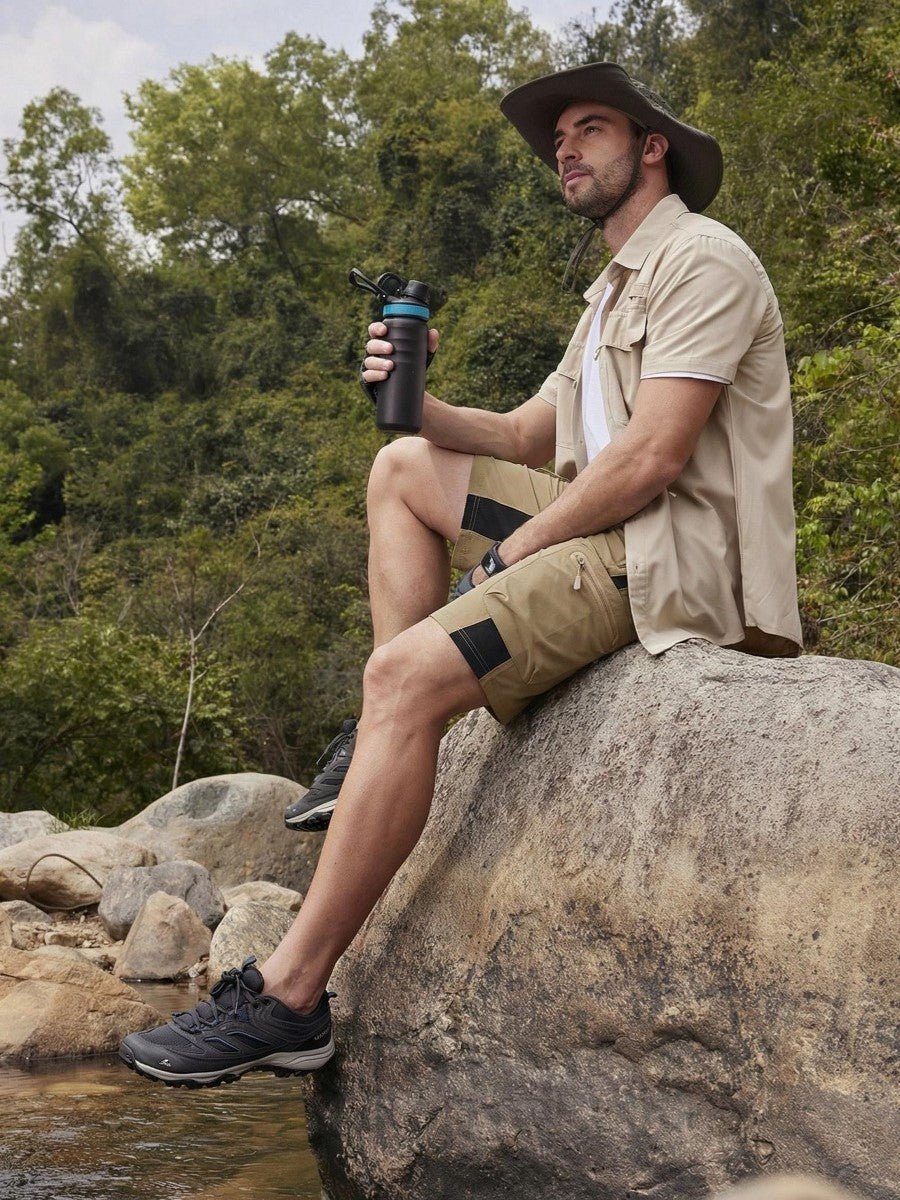 TACVASEN Khaki Mens Quick-dry Outdoor Cargo Shorts